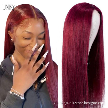 Uniky HD 99J Lace Front Wig with Baby Hair Indian Hair Wigs Human Hair Lace Front Red Wig T Lace